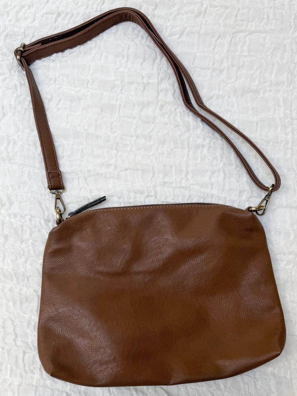Joy Susan Vegan Brown Leather Crossbody Purse